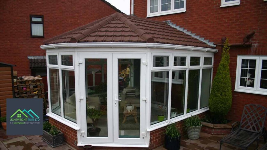 13 victorian conservatory with brown recycled lightweight roof tiles