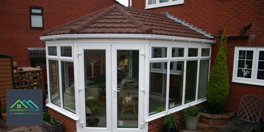 13 victorian conservatory with brown recycled lightweight roof tiles