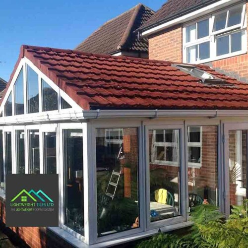 15 gabled conservatory converted to brown recycled roof tiles