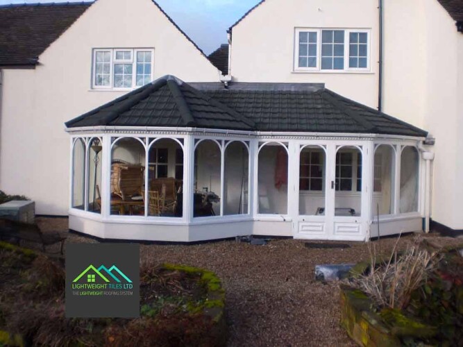 16 Large conservatory roof with grey tiles 2 3