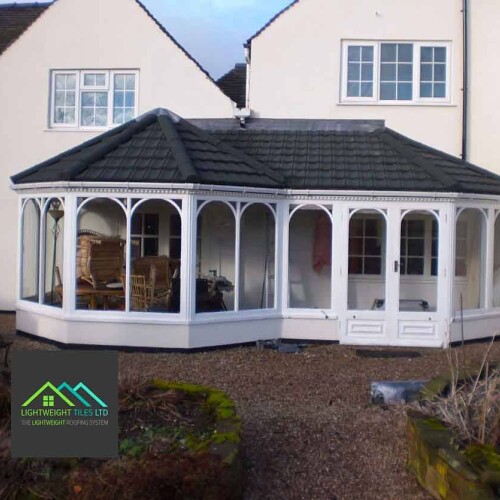 16 Large conservatory roof with grey tiles 2 3