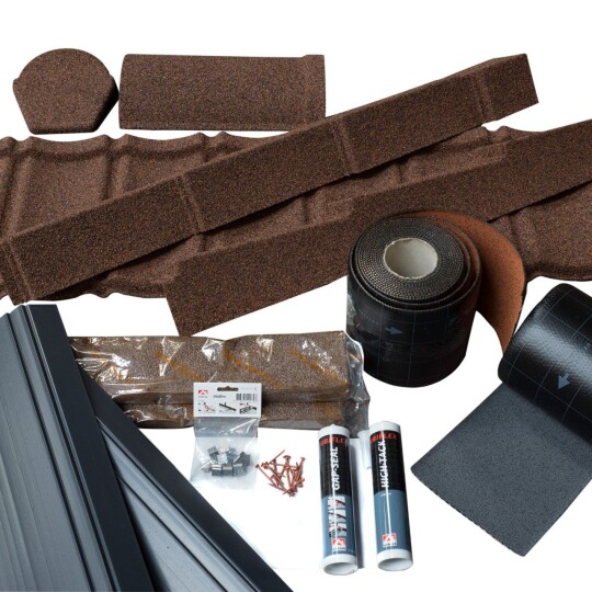 Brown recycled roof tile group