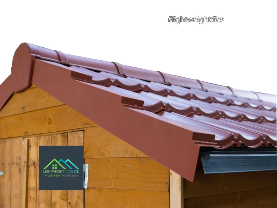 Close up image of Plastic shed roof replacement tiles in smooth red WEB