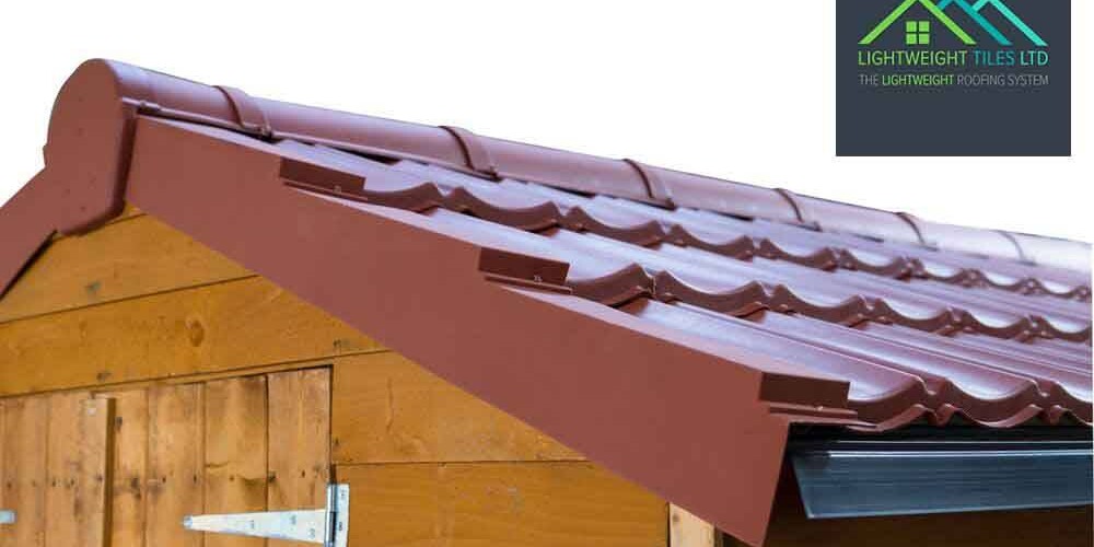 Close up image of Plastic shed roof replacement tiles in smooth red | By Lightweight Tiles