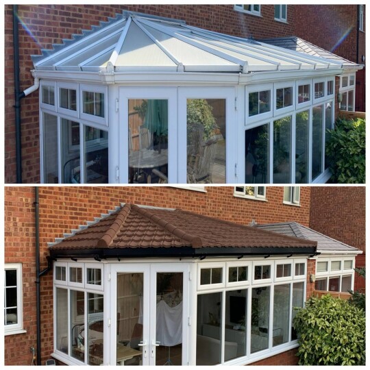 Brown hipped conservatory collage SG