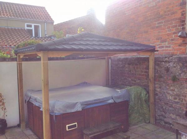 Tiled do it yourself Hot Tub lightweight roof Shelter project 