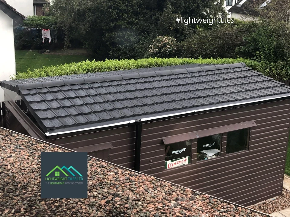 Shed Roof replacement with cheap black Light Roofing Tiles | Lightweight Tiles 