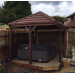 Brown Gazebo with new fitted lightweight roof tiles